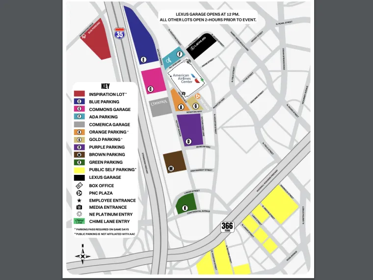 American Airlines Center parking map